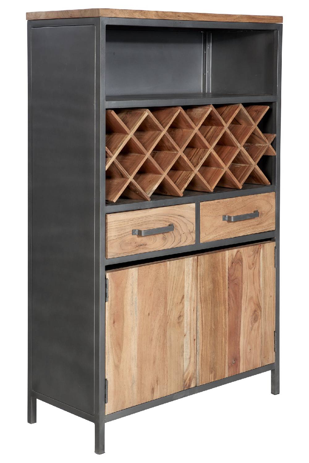 Novità Home Credenza alta portabottiglie 2 cass 2 sport in legno e metallo Qualità