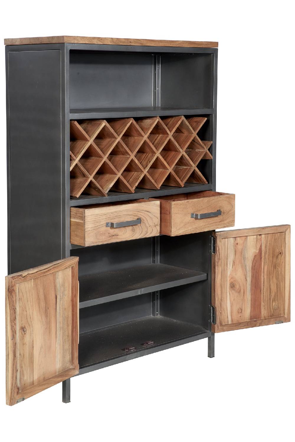 Novità Home Credenza alta portabottiglie 2 cass 2 sport in legno e metallo Qualità
