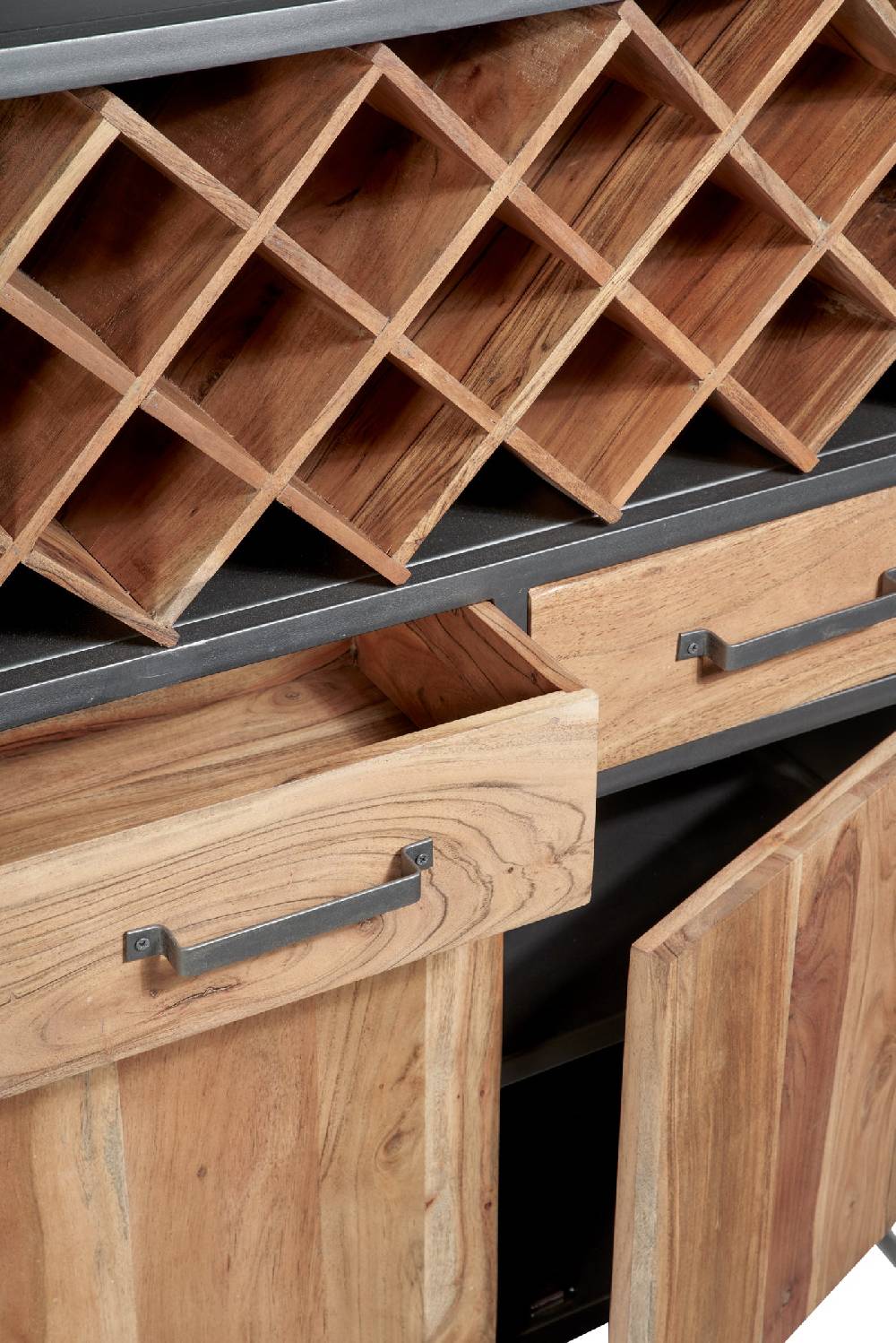 Novità Home Credenza alta portabottiglie 2 cass 2 sport in legno e metallo Qualità