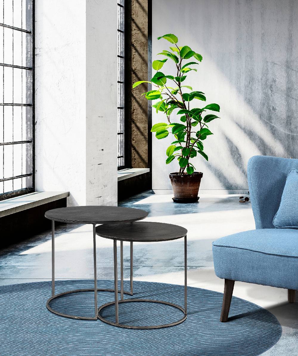 Novità Home Tavolino basso tondo in ferro - set 1/2 Consegna Veloce