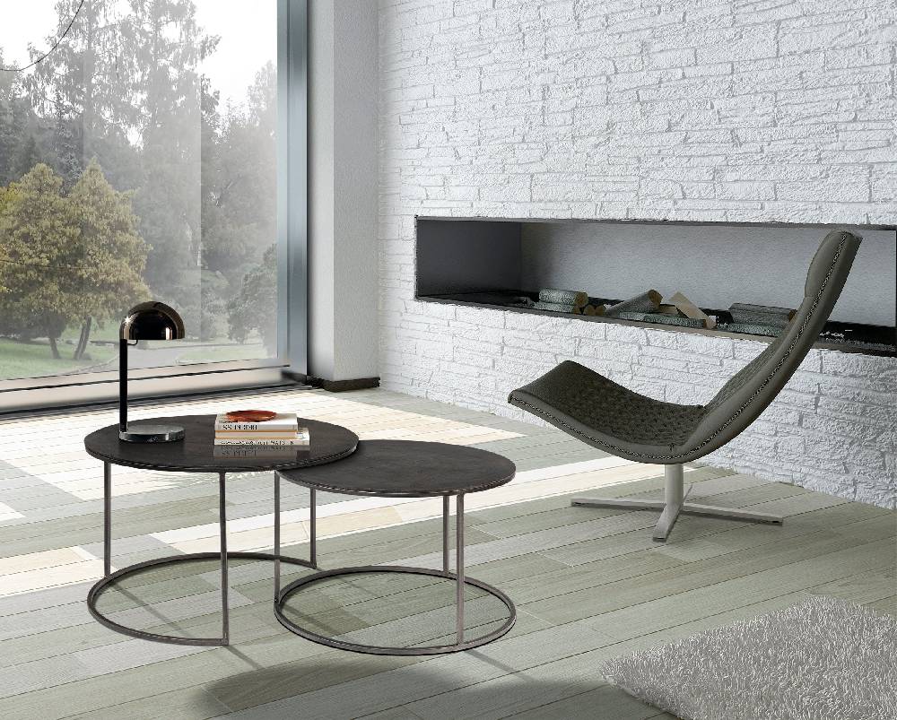 Novità Home Tavolino basso rotondo in metallo - set 1/2 Fino Al -60%