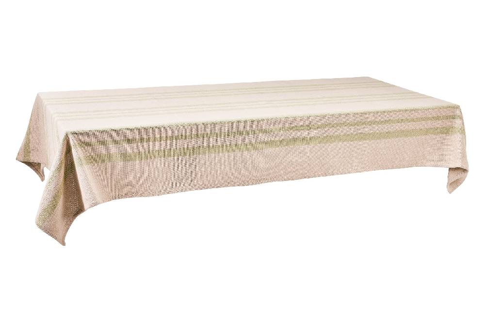 Novità Home Favignana - Tovaglia Trama Telaio Naturale Riga Verde 140X240