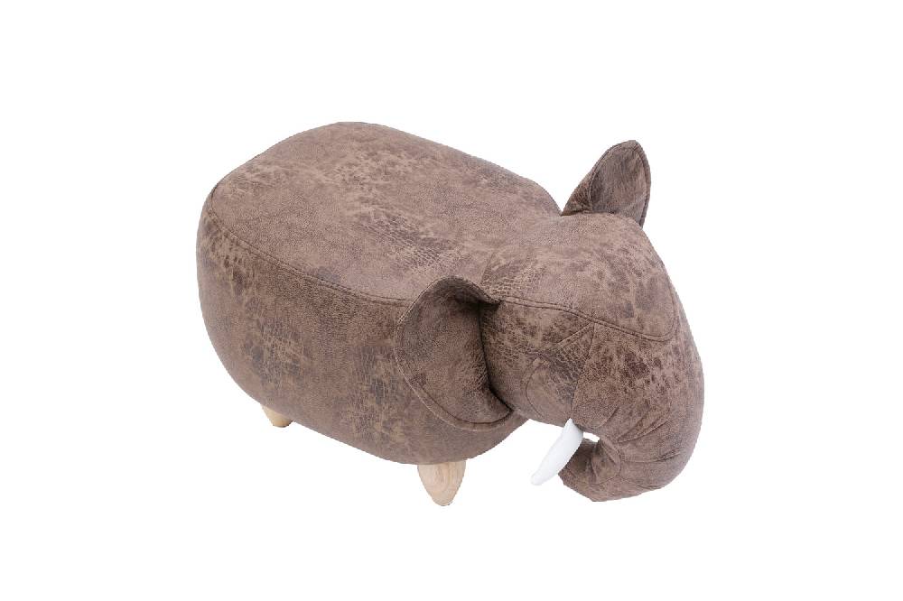 Novità Home Pouf Imbottito In Fintapelle E Legno - Elefante Saldi