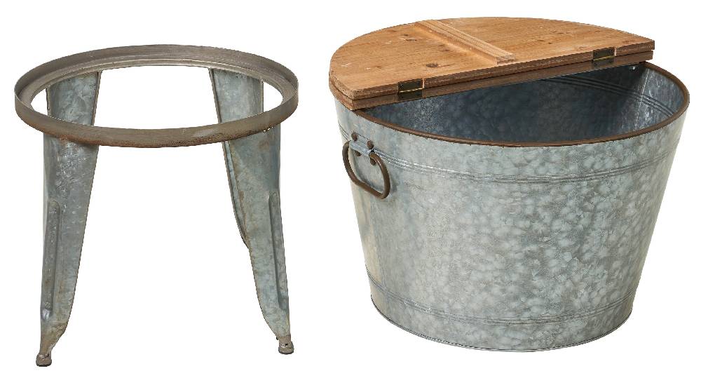 Novità Home Pozzetto - contenitore metallo e legno tondo Affare Del Giorno