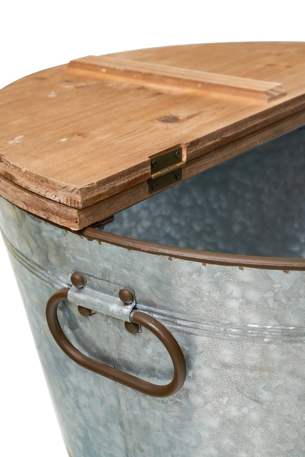 Novità Home Pozzetto - contenitore metallo e legno tondo Affare Del Giorno