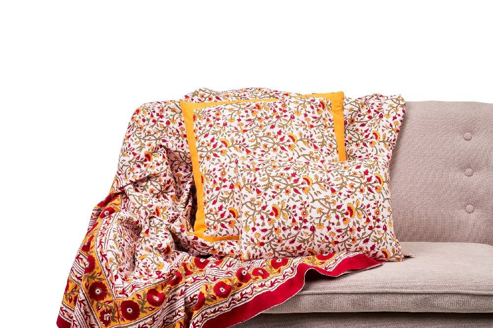 Novità Home Modica - mezzero singolo decor rosso in cotone - 180x270 Outlet