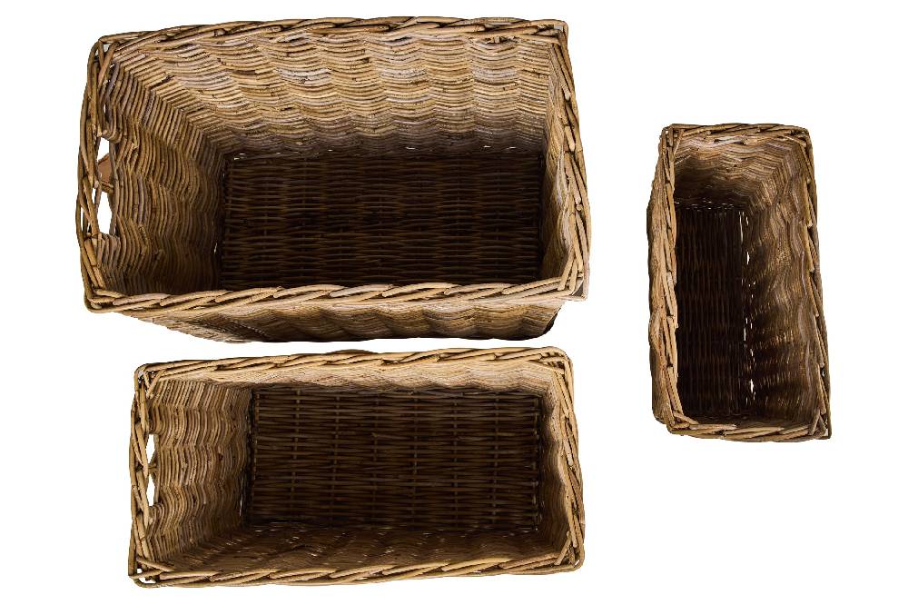 Novità Home Rush Weaves - Ceste Rettangolari Alte Set 1/3 Nuovo