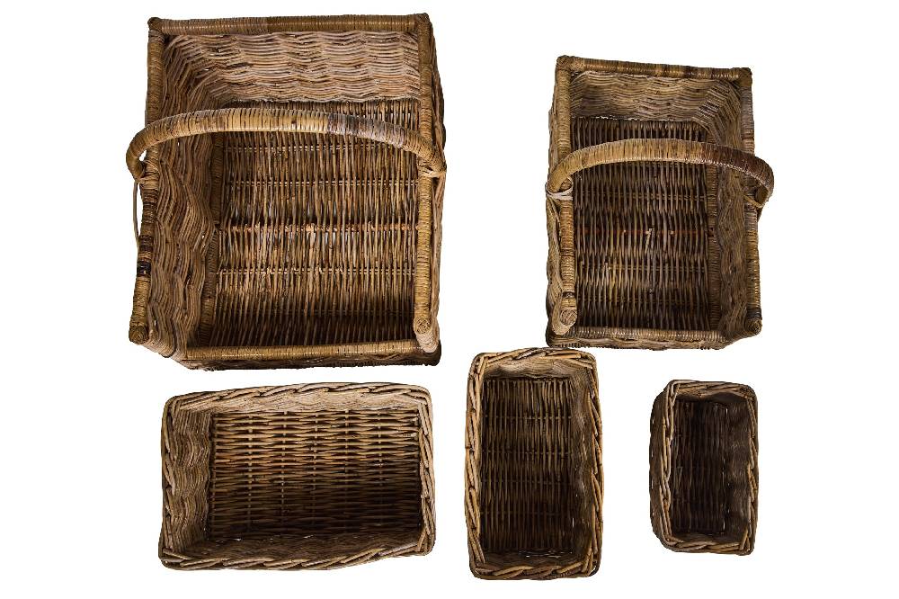 Novità Home Rush Weaves - 2Ceste Porta Legna +3 Ceste Rett.Natural Kubu Grey Negozi Online