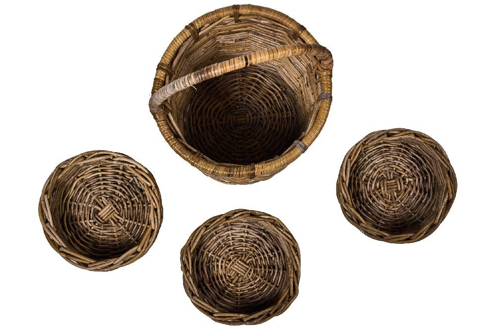 Novità Home Rush Weaves - Cesta Con Manico Con 3 Cestini Set 1/4 Presa