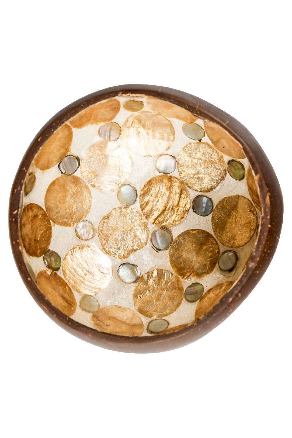 Novità Home Nacre - Ciotolina In Cocco Interno Madreperla Pois Oro E Argento Super sconto