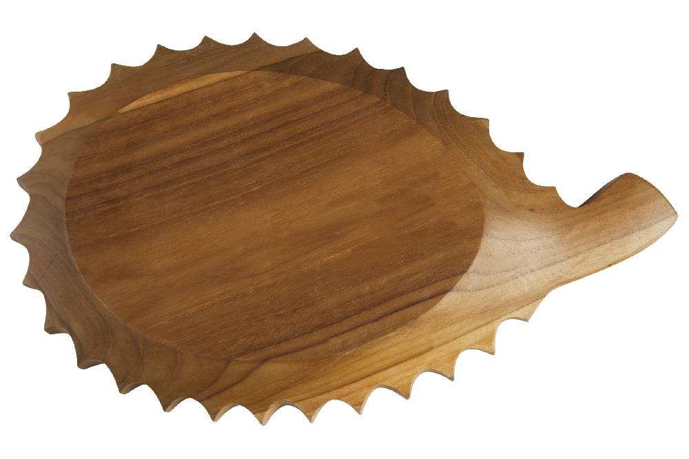 Novità Home Bartender - Ciotola Legno Sagoma Frutto Durian Con Abalone Esporta salva