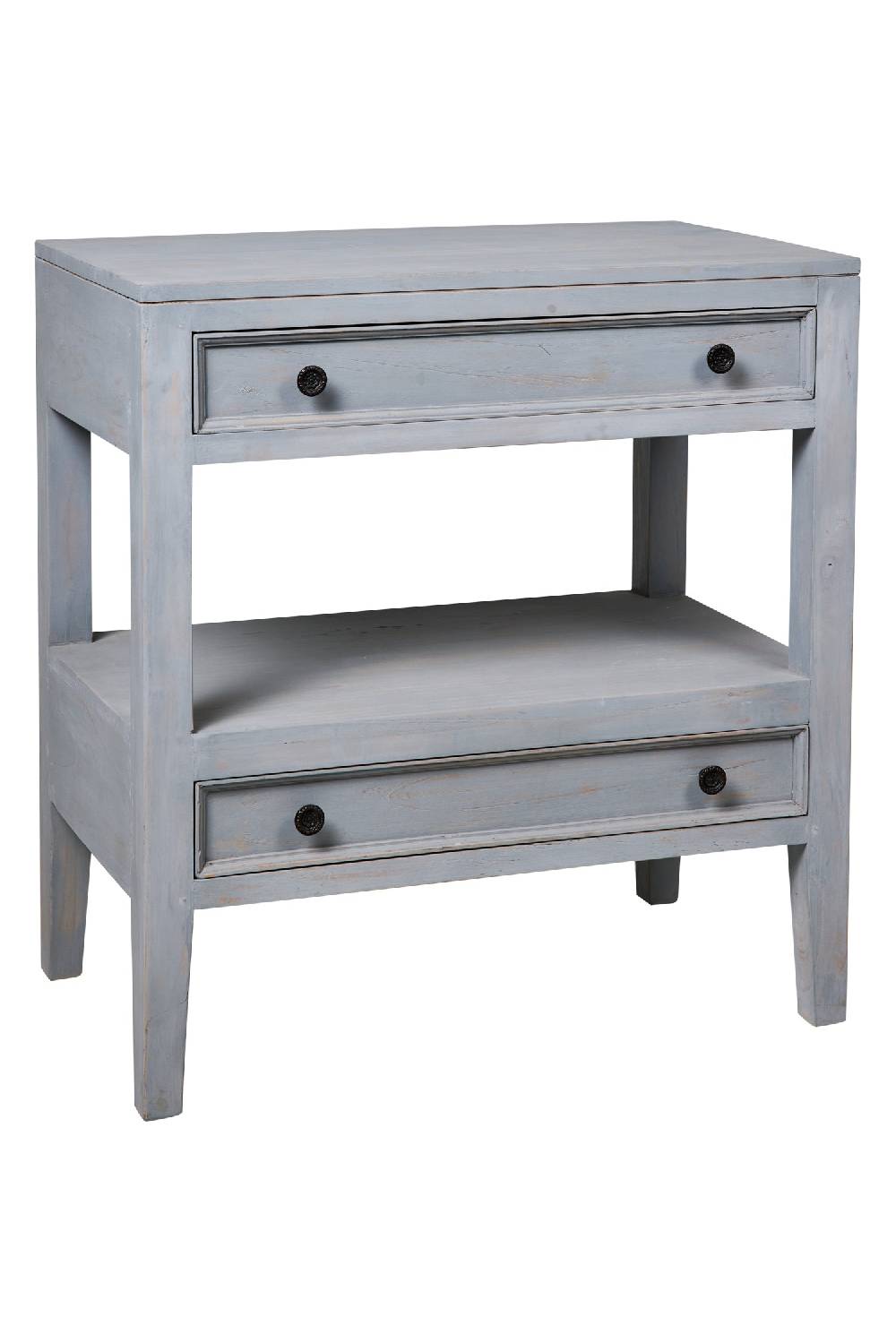Novità Home Heloise - Mobiletto Comodino 2 Cassettini Grey Vintage Fino Al -60%