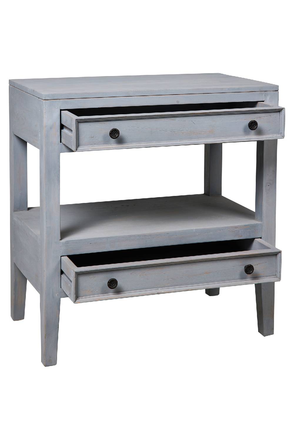 Novità Home Heloise - Mobiletto Comodino 2 Cassettini Grey Vintage Fino Al -60%