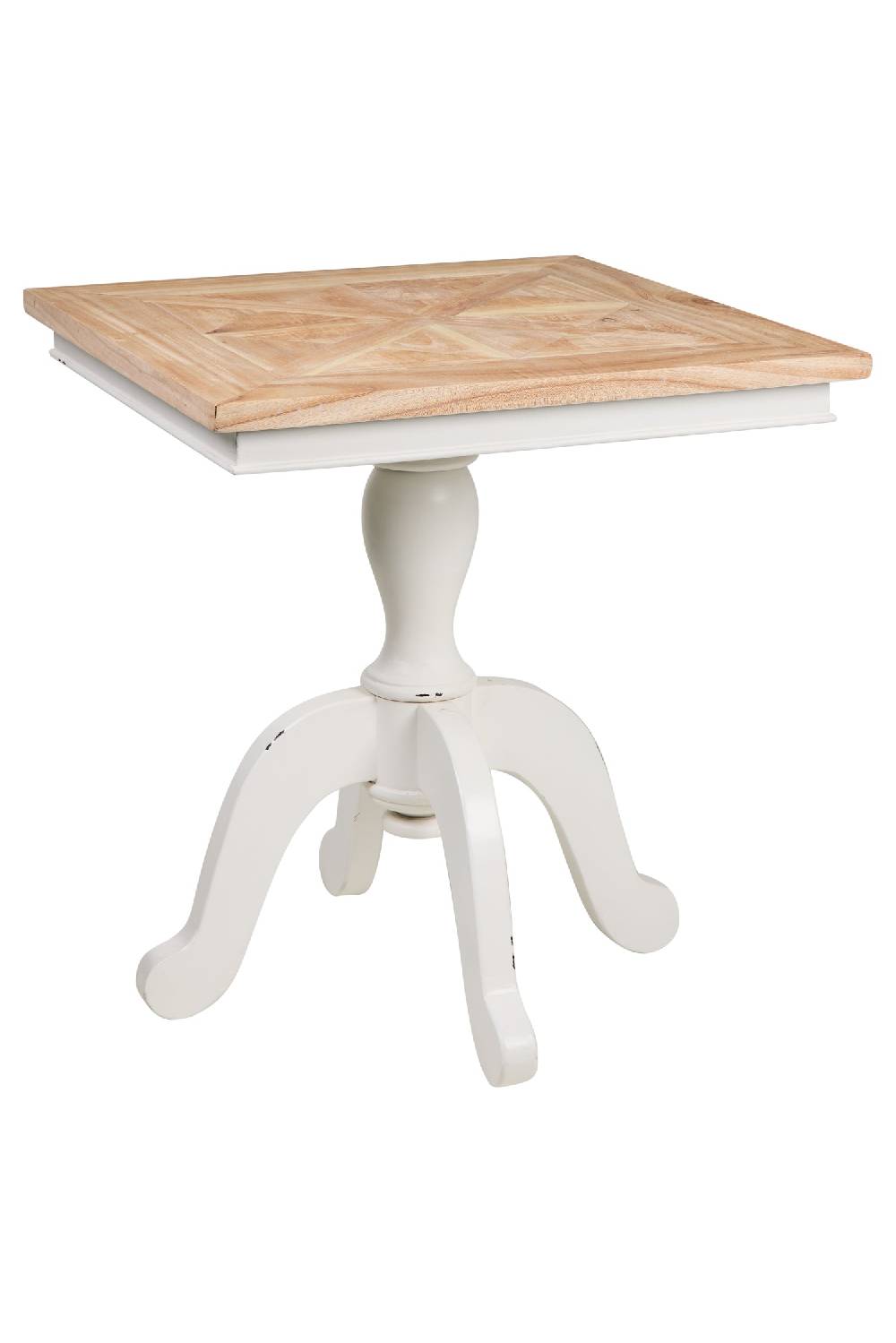 Novità Home Georgette - Tavolino Quadrato Piano Naturale Gambe White Vintage Prezzo Ridotto