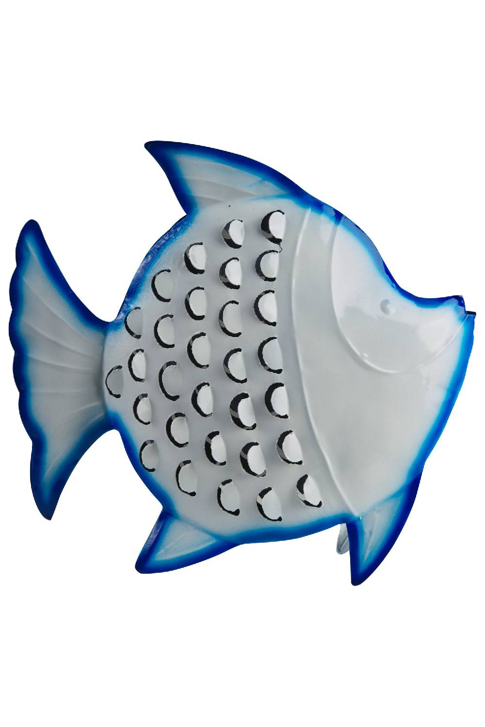 Novità Home Aquarium - Pesce Bianco Grande In Ferro Bianco Bordo Blu Novità