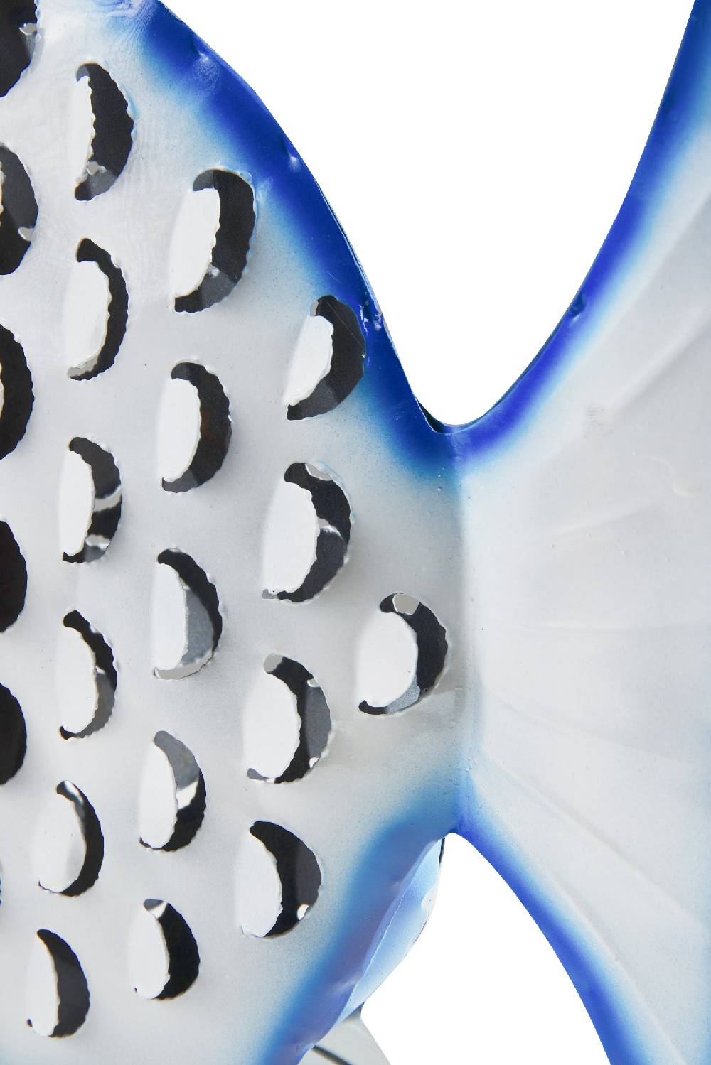 Novità Home Aquarium - Pesce Bianco Grande In Ferro Bianco Bordo Blu Novità
