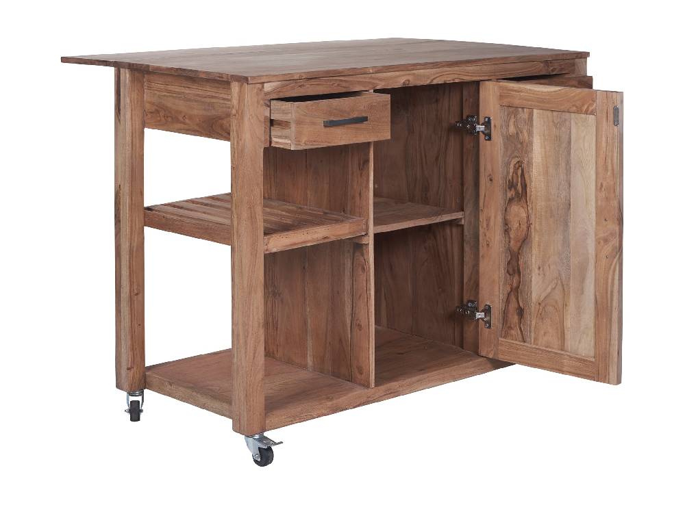 Novità Home Credenza postazione lavoro piano ampliabile e ruote in legno Prezzo basso