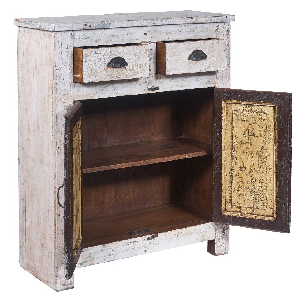 Novità Home Credenza piccola 2 sportelli in legno sbiancato Super Saving Price