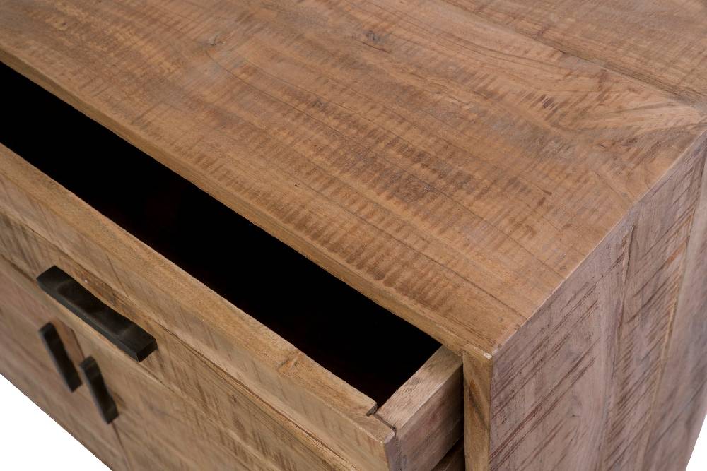 Novità Home Credenza alta 2 cassetti e sportelli in legno e metallo Ultimi tre giorni