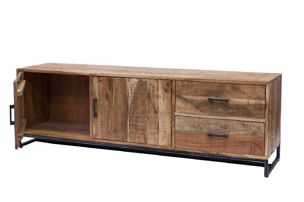 Novità Home Credenza 2 cassetti e sportelli in legno naturale e metallo ACQUISTA ORA