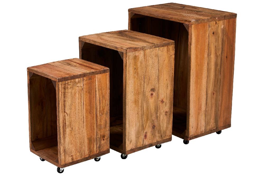 Novità Home Cordonnier - mobiletti aperti set 1/3 con ruote Fino al 65% di sconto