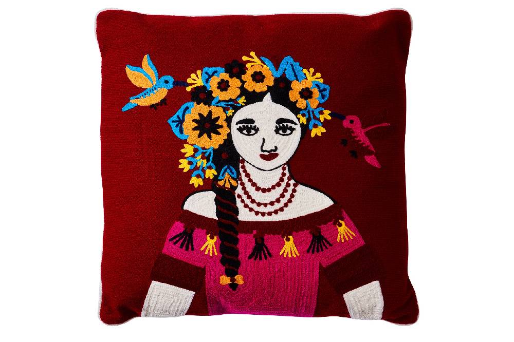 Novità Home Embroidery - Cuscino in Cotone Rosso Saldi Di Fabbrica