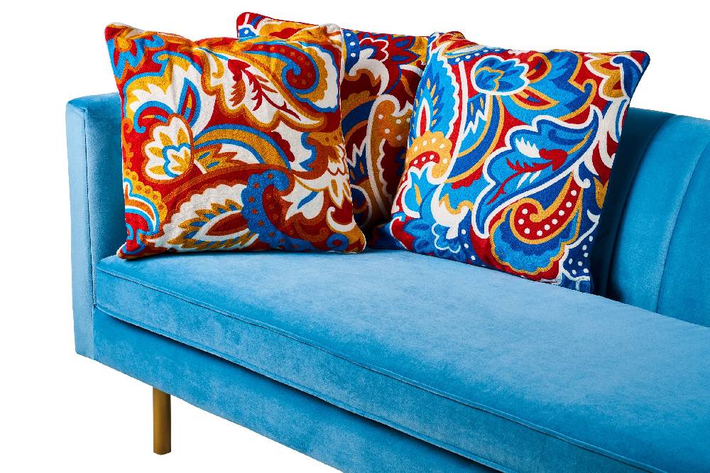 Novità Home Embroidery - cuscino foliage blue red Comprare a buon mercato
