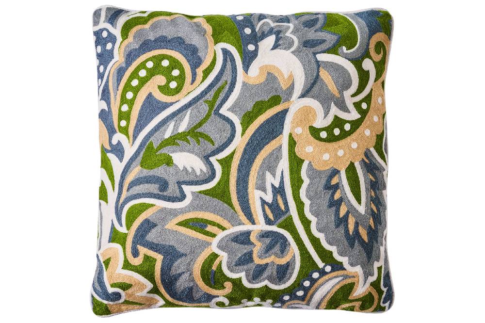 Novità Home Embroidery - cuscino foliage blu light gray Grande vendita