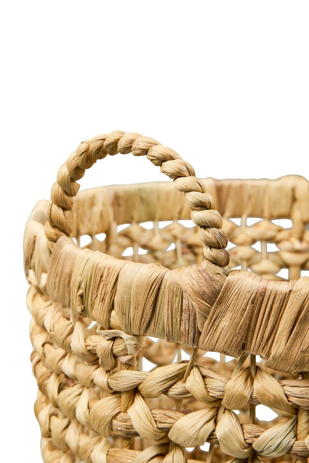 Novità Home Homemade - Ceste Tonde Set 1/3 Medie Con Manici Trama Treccia Offerta esclusiva