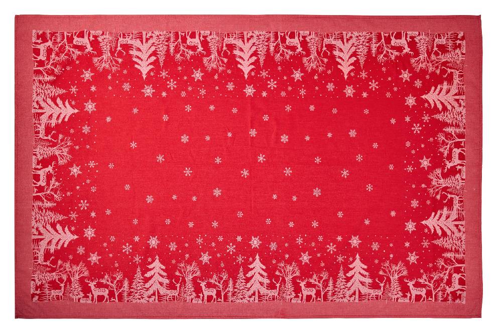 Novità Home Merry - Tovaglia Stampa Bosco Rossa Antipiega Smaltimento dello stoccaggio