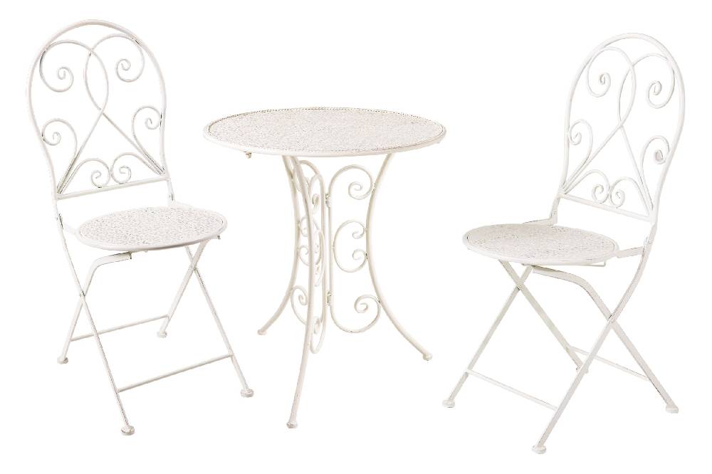 Novità Home Isabelle - Set 1/3 Tavolo Con Due Sedie Bianco Anticato Offerta temporanea
