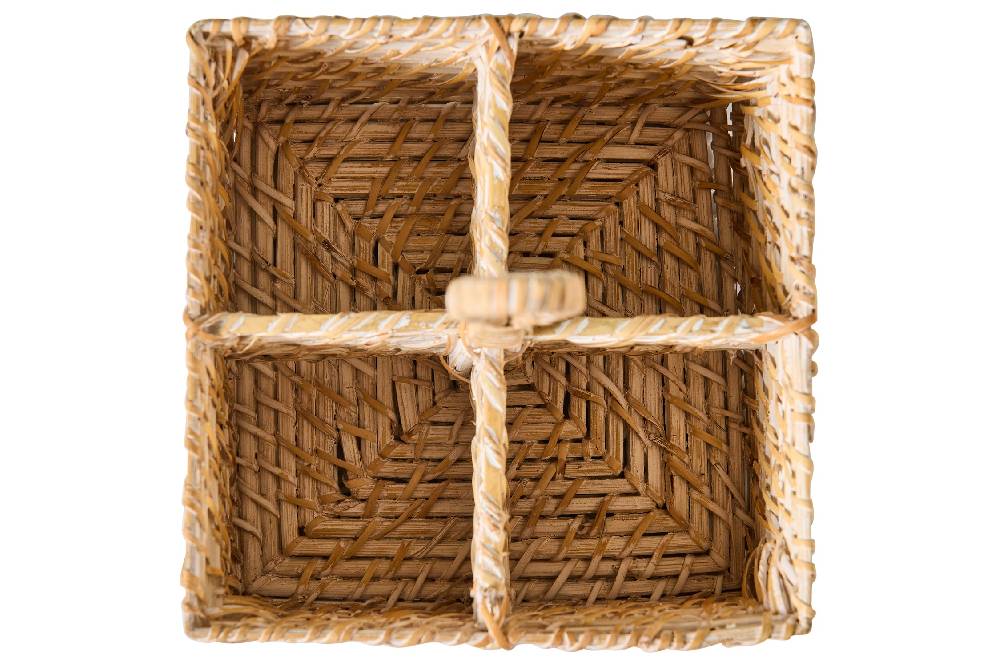 Novità Home Homemade - Cestino Rettangolare Condimenti 4 Divisori Con Manico Sostegno trimestrale