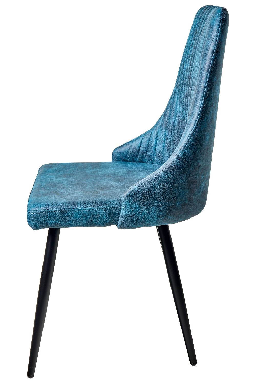 Novità Home Alfa - Sedia Tessuto Simil Pelle Tonalita Azzurra Gambe Nere Limitato a 3 giorni