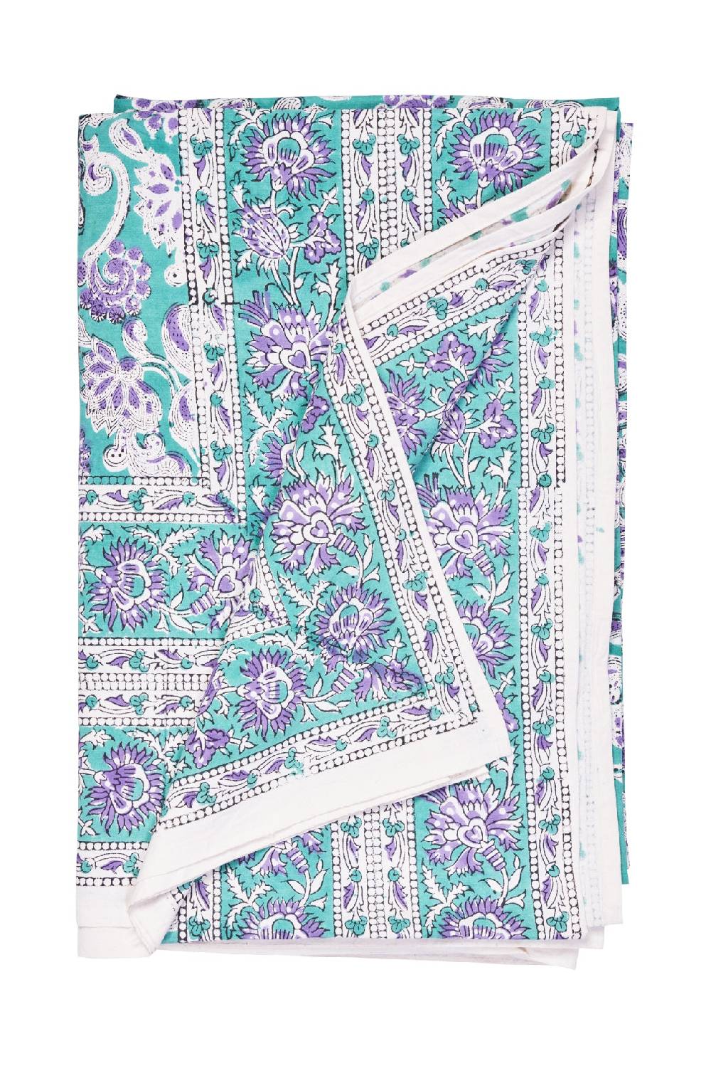 Novità Home Ostuni - mezzero singolo decor celeste in cotone - 180x270 Affare Del Giorno