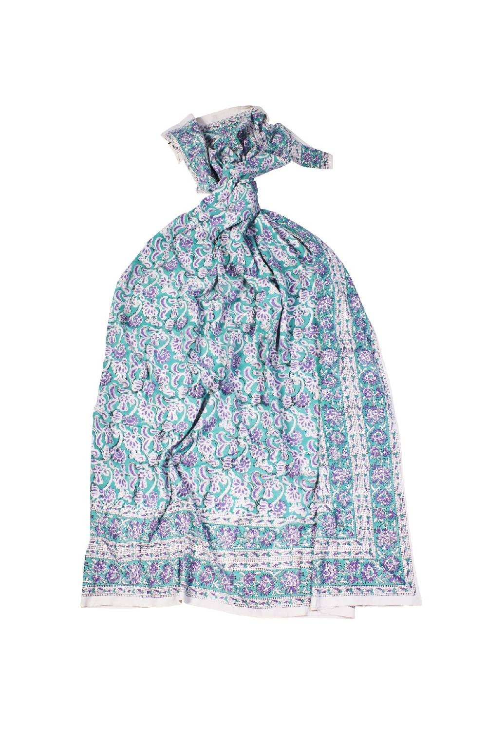 Novità Home Ostuni - mezzero singolo decor celeste in cotone - 180x270 Affare Del Giorno