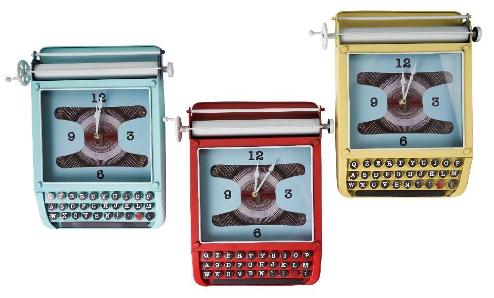 Novità Home Orologio macchina da scrivere celeste Sottocosto