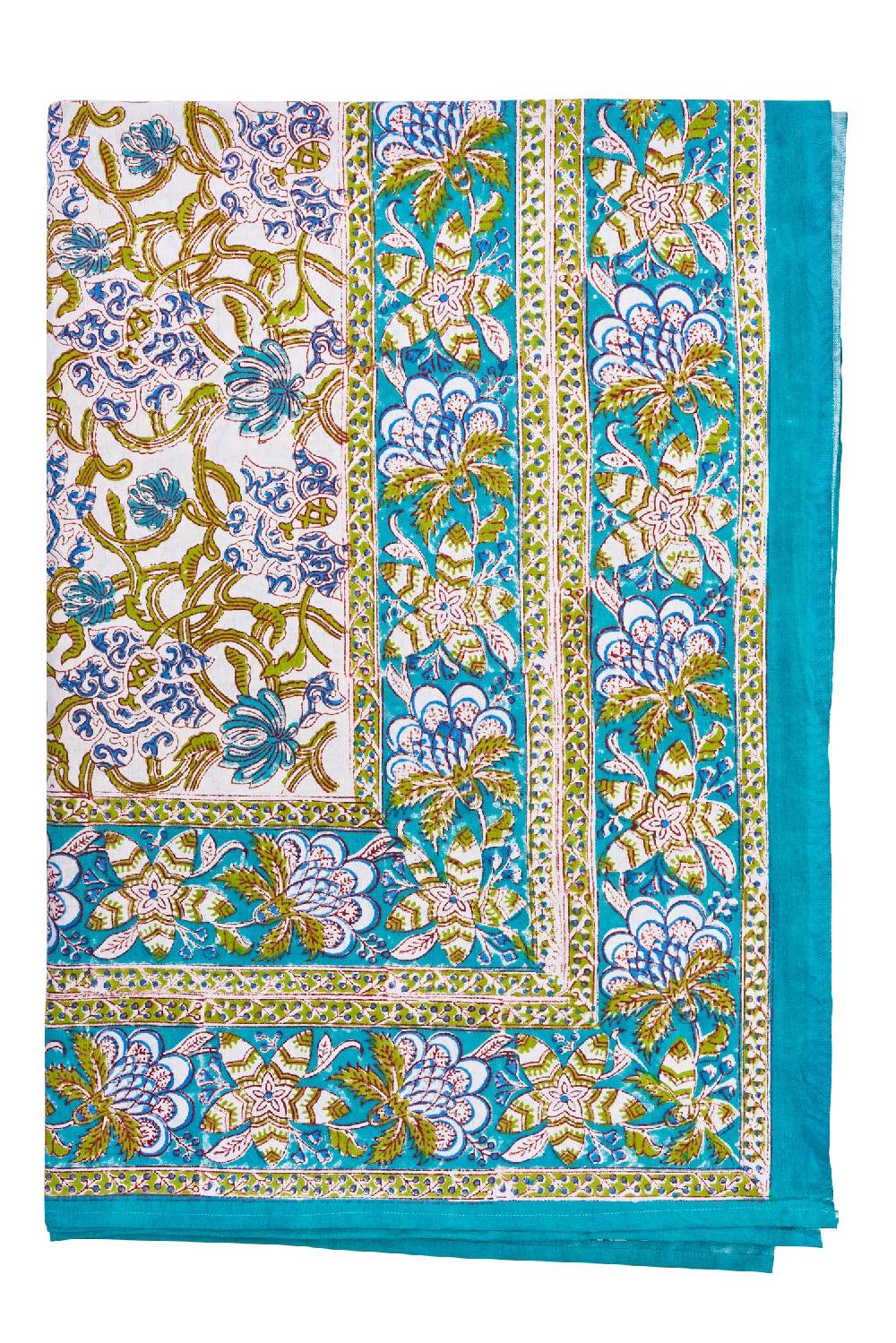 Novità Home Monreale - mezzero singolo decor turchese in cotone - 180x270 Vendite Flash
