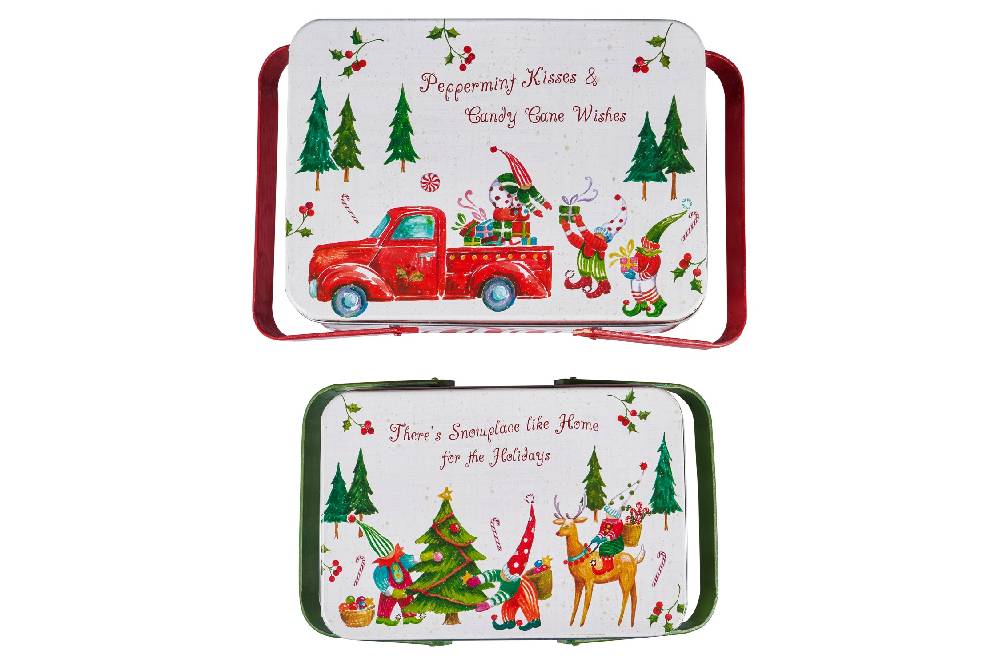 Novità Home Merry - scatola metallo set 1/2 peppermint kisses Spedizione gratuita