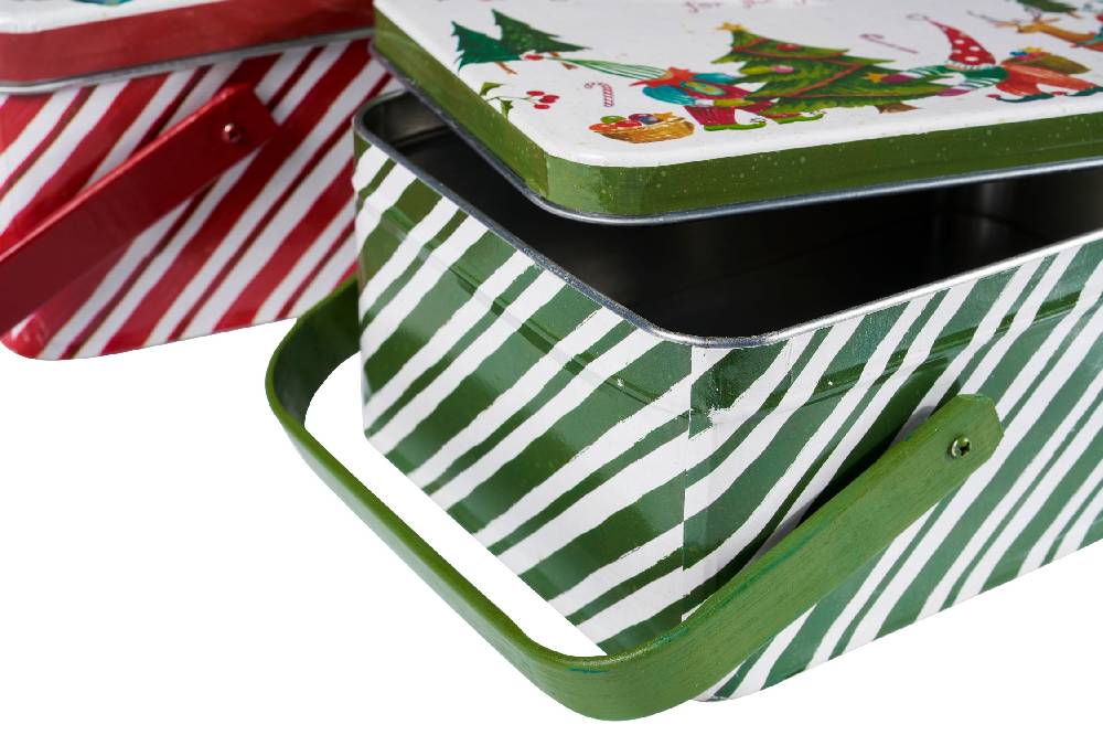 Novità Home Merry - scatola metallo set 1/2 peppermint kisses Spedizione gratuita