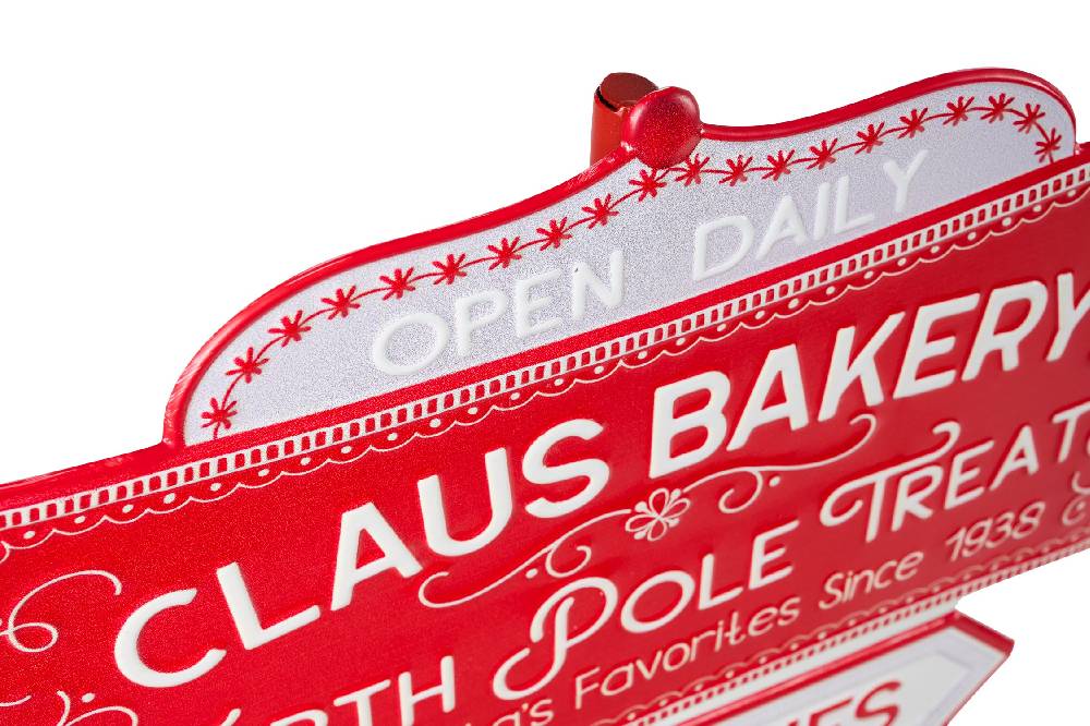 Novità Home Merry - cartello indicazioni open daily claus bakery noth pole Offerta speciale