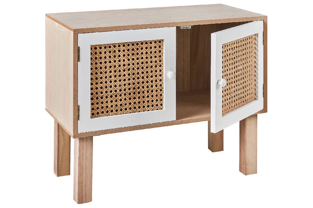Novità Home Malibu - comodino bianco 2 sportelli Prezzo basso