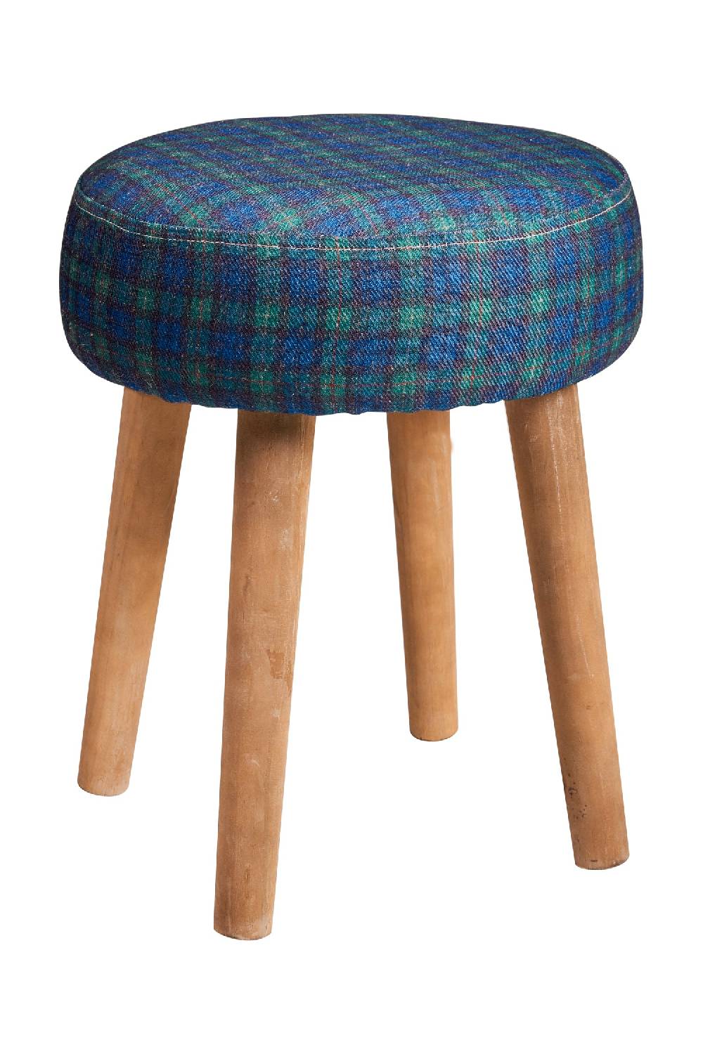 Novità Home Mackenzie - sgabello basso tondo tartan verde bleached Super Saving Price