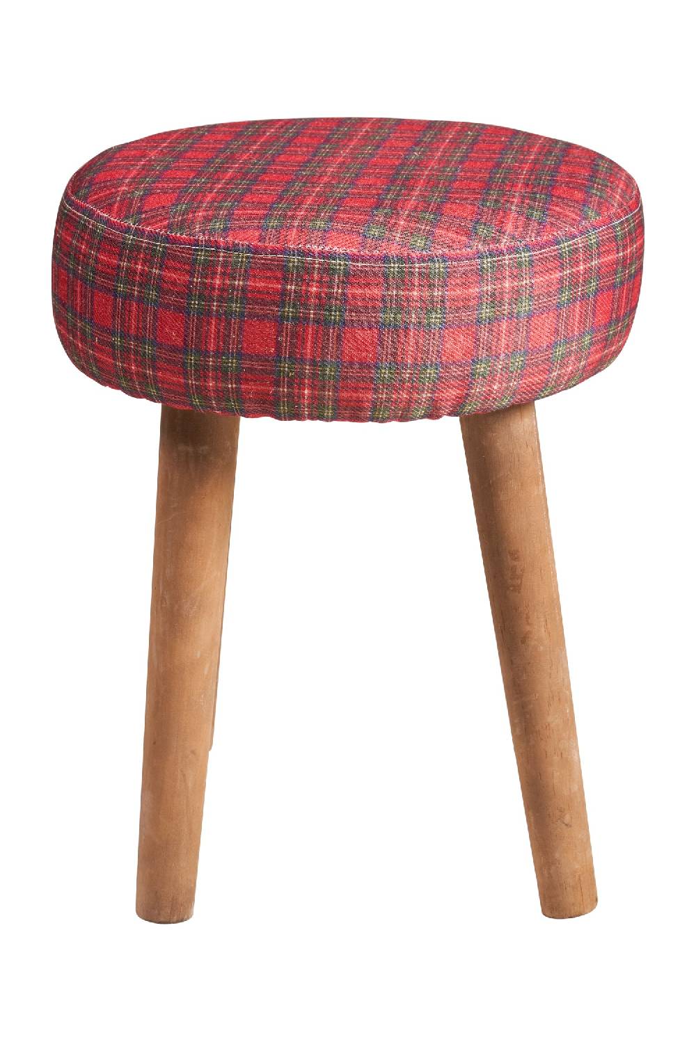 Novità Home Mackenzie - sgabello basso tondo tartan rosso bleached Offerta settimanale