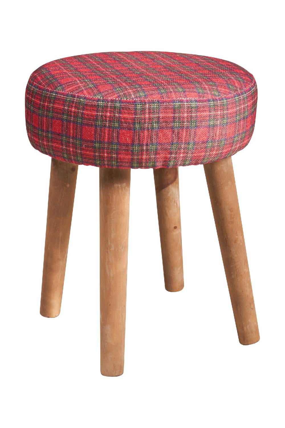 Novità Home Mackenzie - sgabello basso tondo tartan rosso bleached Offerta settimanale