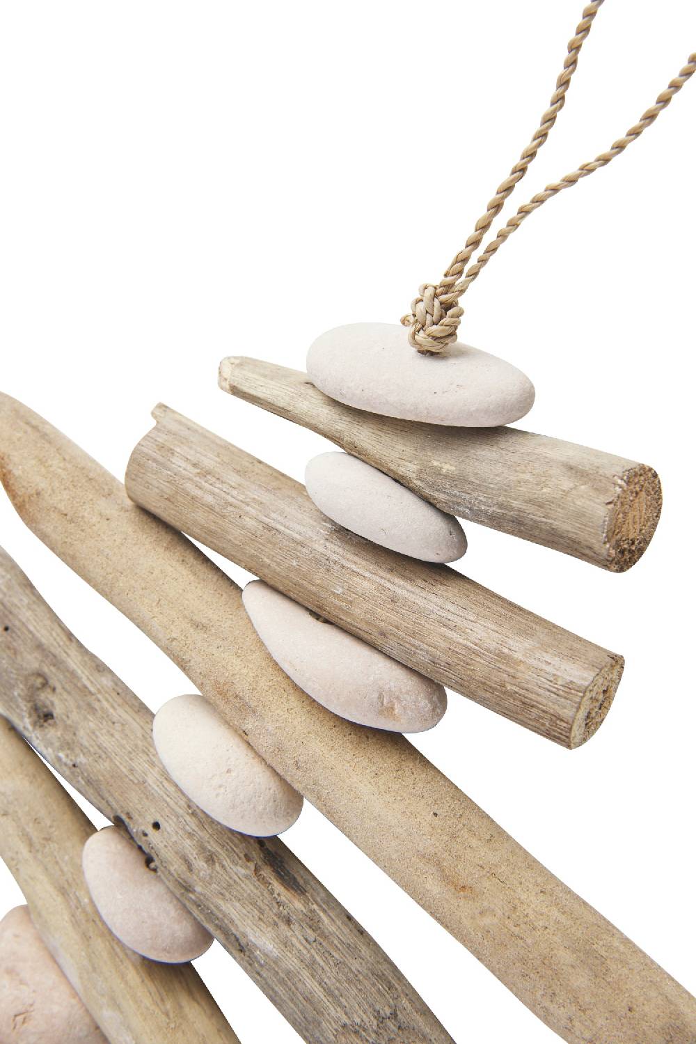 Novità Home Decor - Coda Pesce Bianca Con Legnetti Di Mare E Sassi Saldi Di Fabbrica