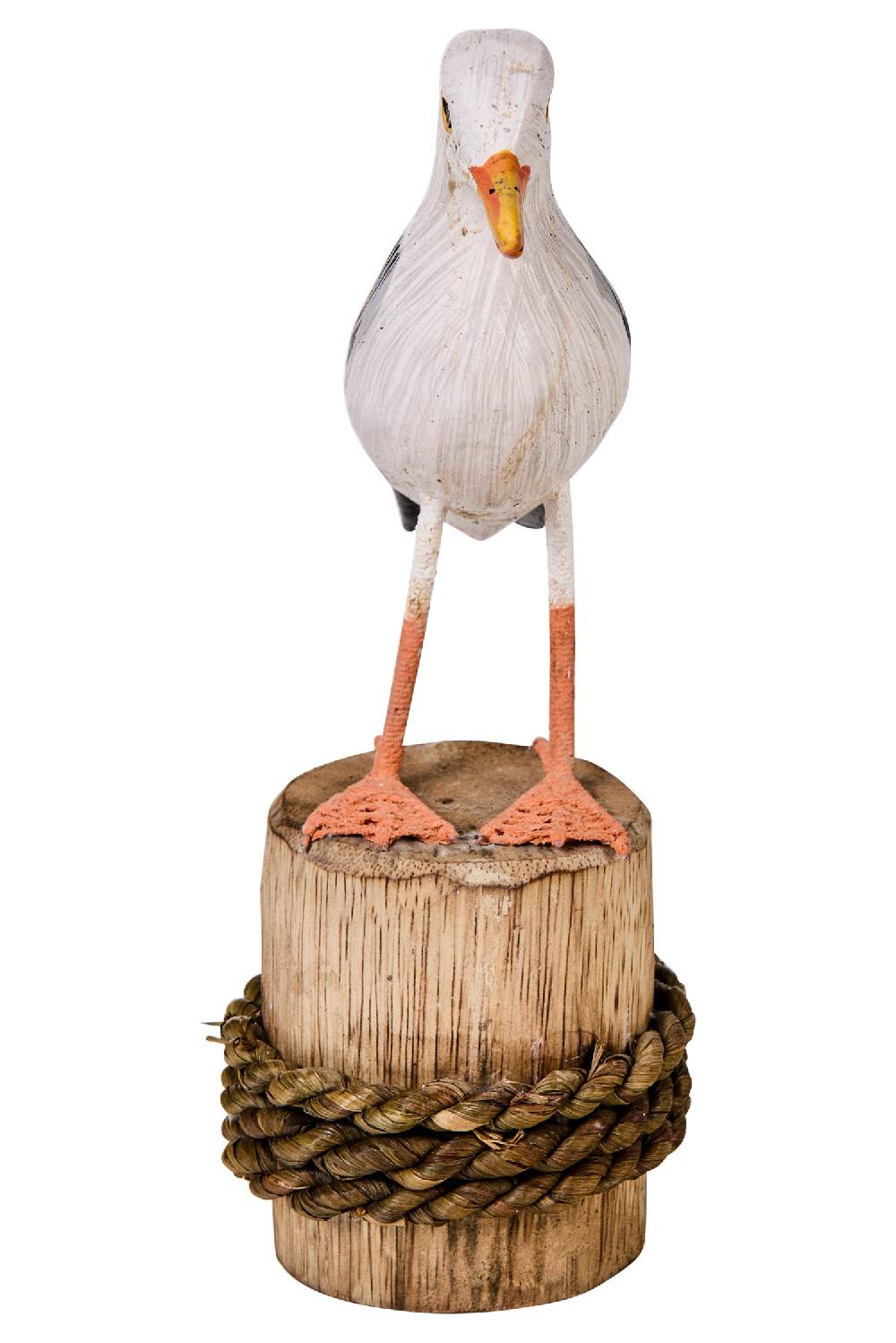 Novità Home Waterfowl - Gabbiano Su Piedistallo Legno E Intreccio Negozio