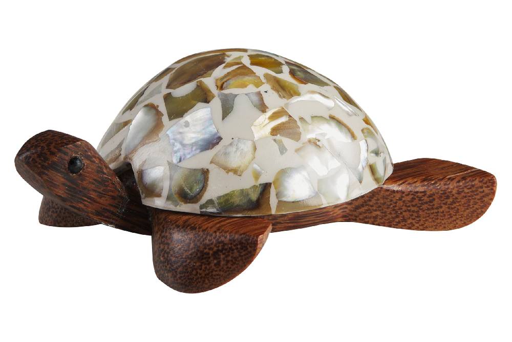 Novità Home Turtle - Porta Tea Light Carapace In Madreperla E Resina Bianca Black Friday