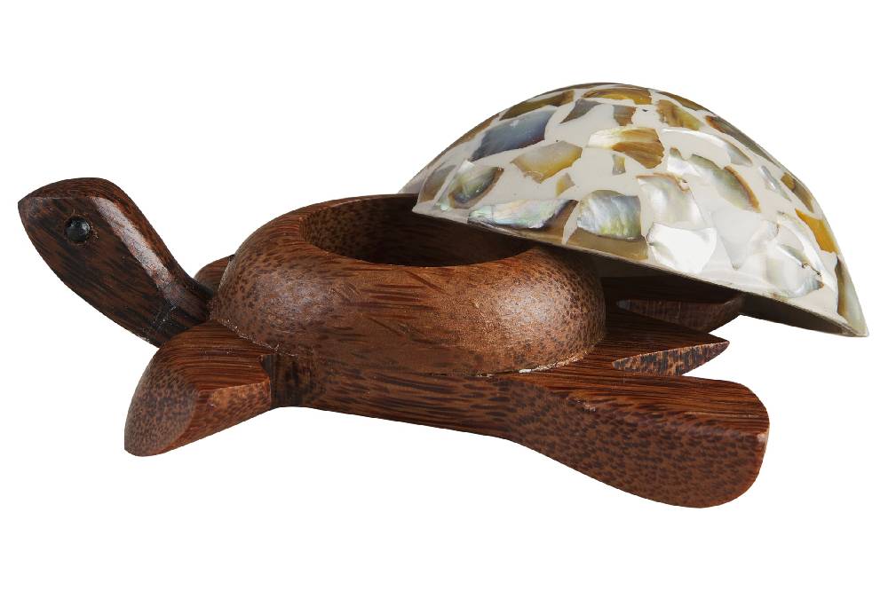 Novità Home Turtle - Porta Tea Light Carapace In Madreperla E Resina Bianca Black Friday
