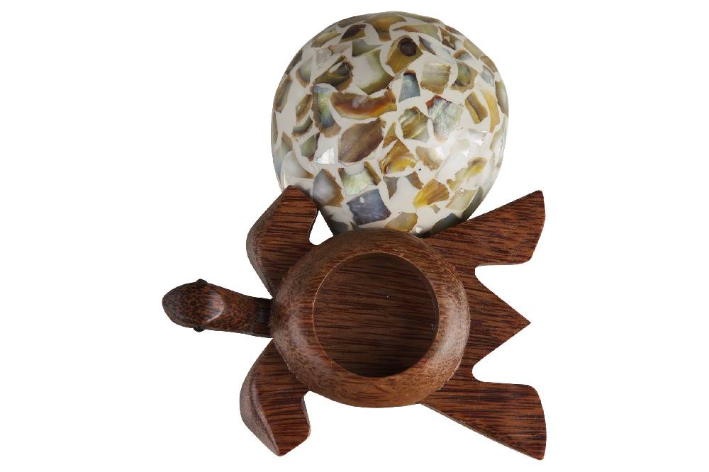 Novità Home Turtle - Porta Tea Light Carapace In Madreperla E Resina Bianca Black Friday