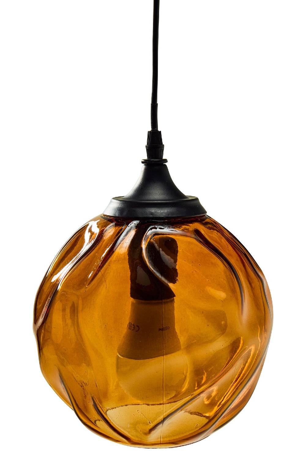 Novità Home Glass - Lampadario Sfera Imperfect Color Ambra Esporta salva